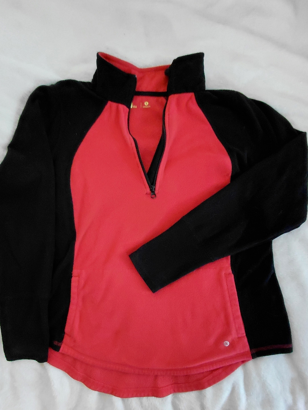 Xersion Colorblock Fleece Quarter Zip Pullover Red Black Women’s Size Medium EUC